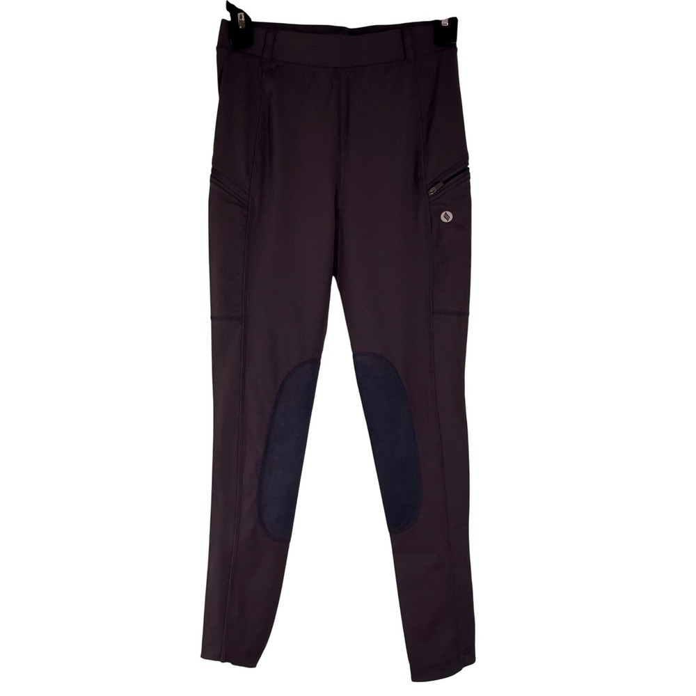 Santiny Womens Equestrian Riding Tights Knee Patch Breeches Pockets Purple L